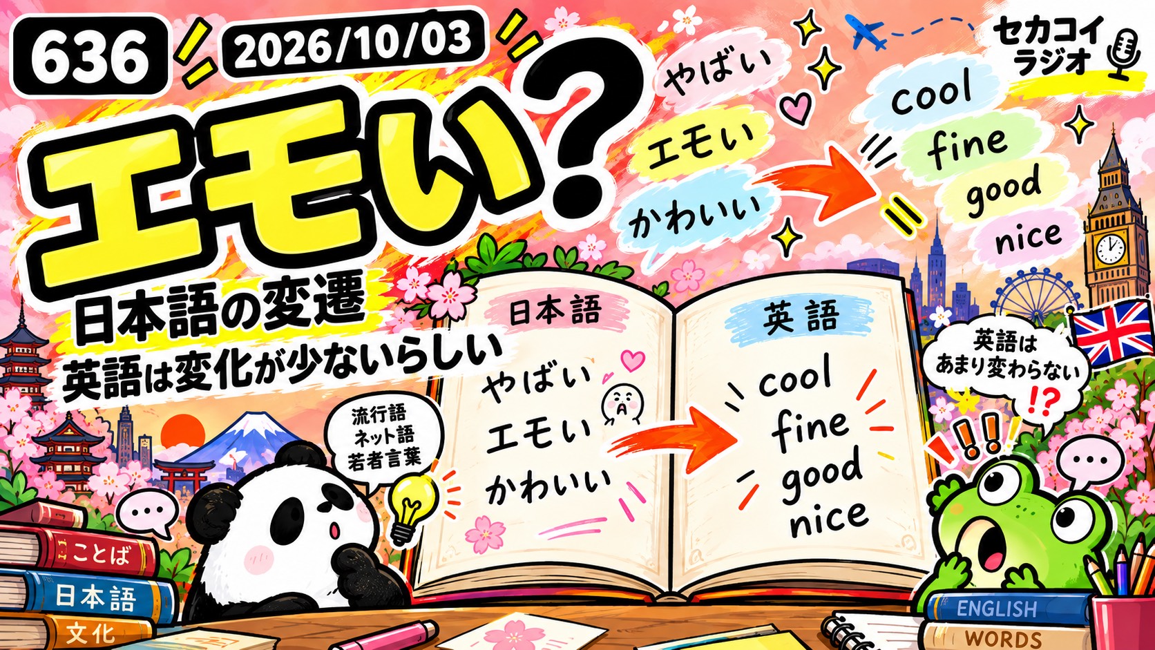 セカコイラジオ636 【日本語は変わりやすい？】NHKのアナウンサーが使う日本語にも変化が！